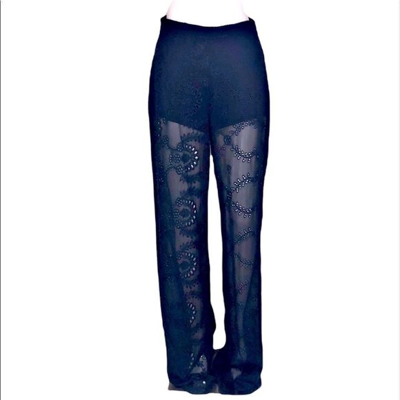 L’Agence Navy Eyelet Side Zip Wide Leg Pants Size 2 NWT - Picture 1 of 10